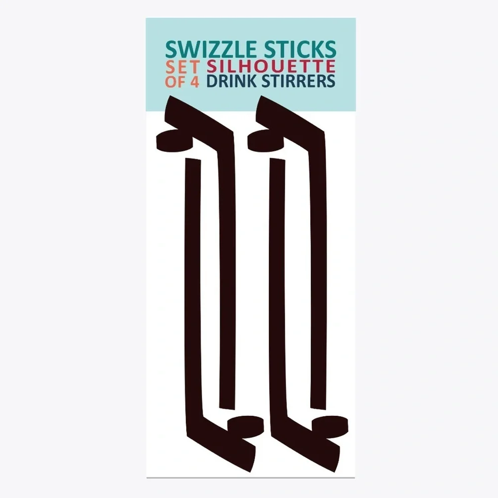 Hockey Stick Drink Swizzle Sticks Exclusive Design Set of 4 NEW NWT